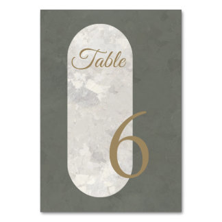 Elegant Taupe Stone Marble Green Wedding Table Number