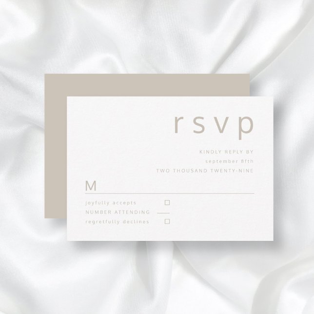Elegant Taupe Typography Wedding  RSVP Card (Creator Uploaded)