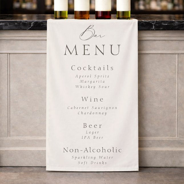 Elegant Taupe Wedding Bar Menu  Banner (Creator Uploaded)