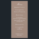 Elegant Taupe Wedding Menu<br><div class="desc">Elegant Taupe Wedding Menu, please personalise as required using the online Personalisation template before ordering. Once you have entered your wording onto the Personalisation template, should you find that you need to adjust the positioning of the text then please use the "Customise further" option to "Edit using the Design Tool"...</div>