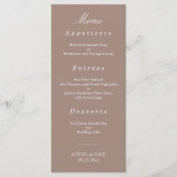 Elegant Taupe Wedding Menu