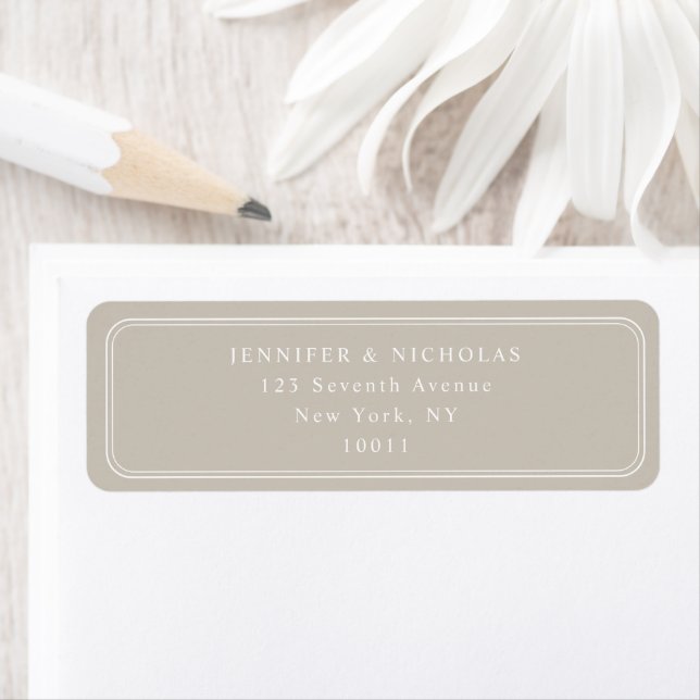 Elegant Taupe Wedding Return Address Return Address Label (Insitu)