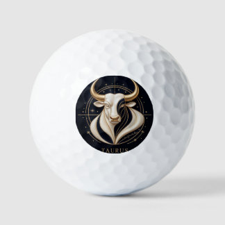 ♉ Elegant Taurus Zodiac Gold Bull Astrology ✨ Golf Balls