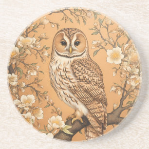Elegant Tawny Owl William Morris Inspired Coaster