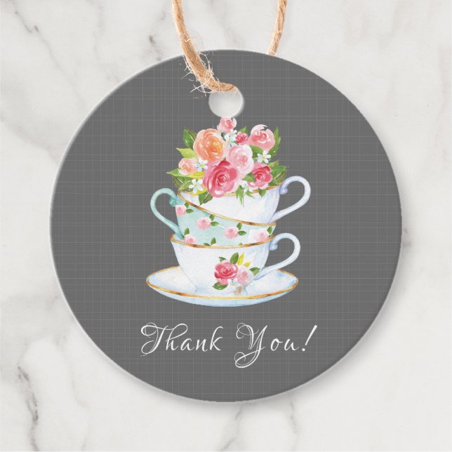 Elegant Tea Bridal Shower Favour Gift Tag (Front)