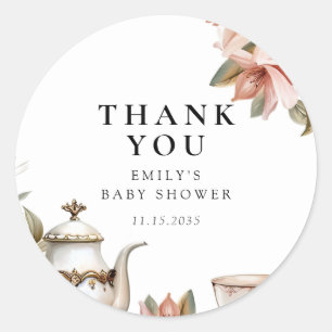 Elegant Tea Party Baby Shower Classic Round Sticker