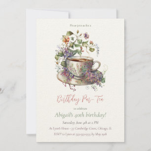 Elegant Tea Party Birthday Invitation