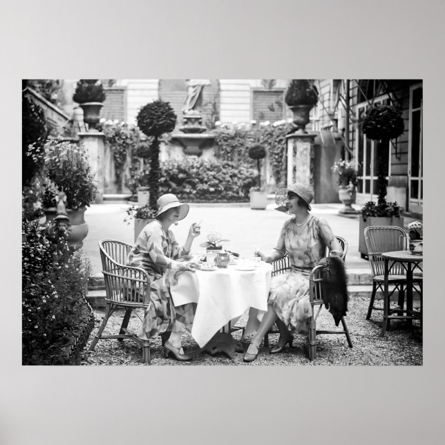 Elegant Tea Party Black and White Vintage  Poster (Front)