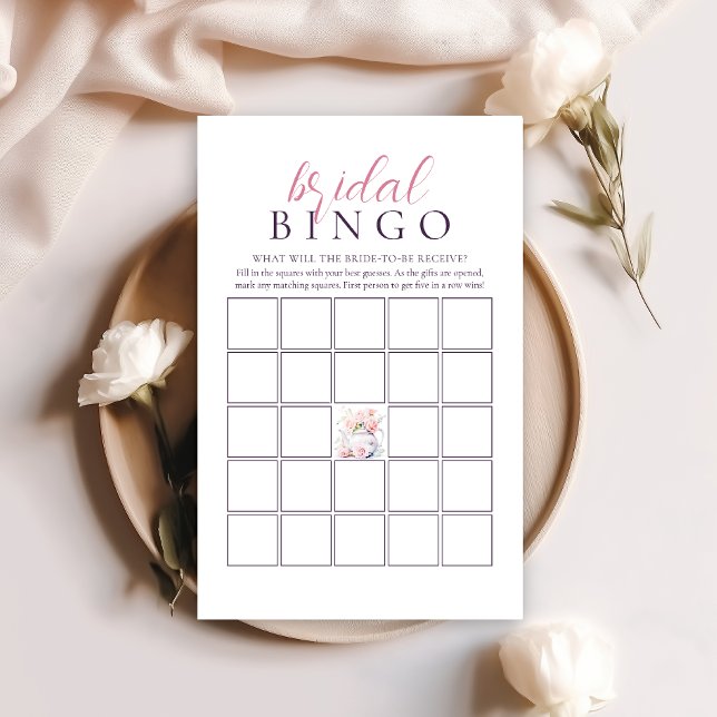 Elegant Tea Party Bridal Shower Bingo Game (Creator Uploaded)
