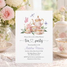 Elegant Tea Party Butterflies Baby Shower 