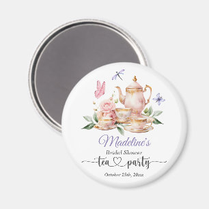 Elegant Tea Party Butterflies Bridal Shower Magnet