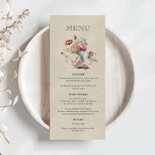 Elegant Tea Party Floral Bridal Shower Menu