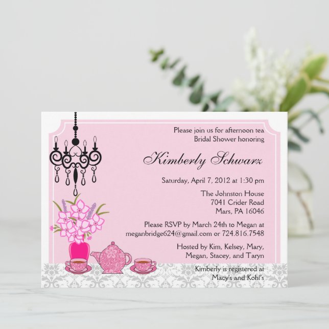 Elegant Tea Party Invitation (Standing Front)