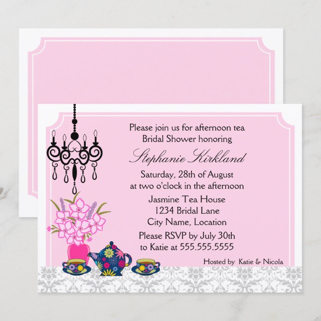 Elegant Tea Party Invitation (Front/Back)