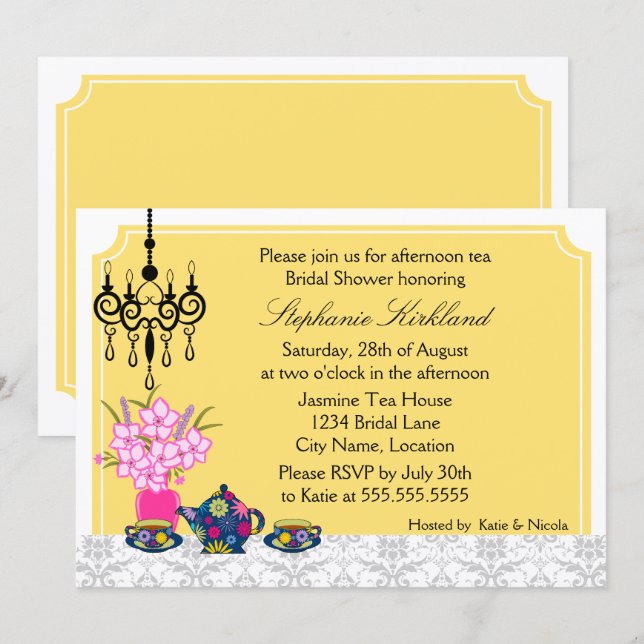 Elegant Tea Party Invitation (Front/Back)