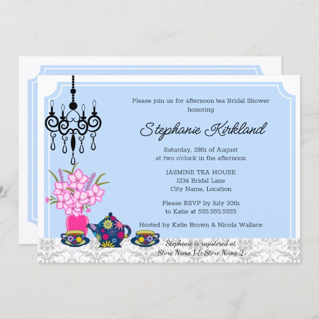 Elegant Tea Party Invitation (Front/Back)