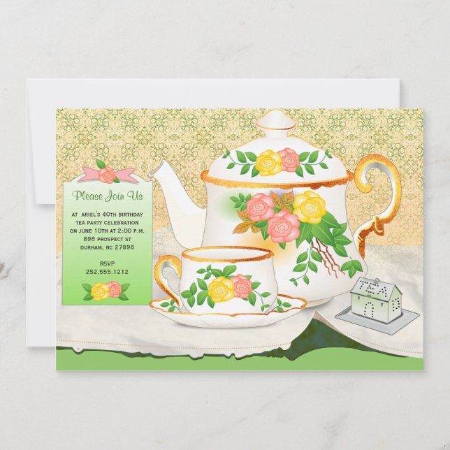 Elegant Tea Party Invitation (Front)