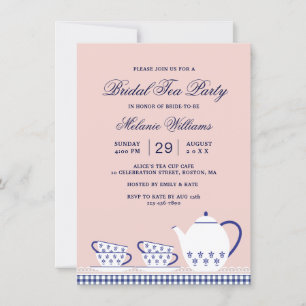 Elegant Tea Party Pink Bridal Shower Invitation