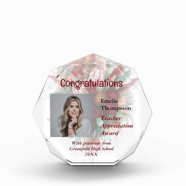 Elegant Teacher Appreciation Award Keepsake Photo (Front)