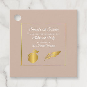 Elegant Teacher Pastel Brown Retirement Party  Favour Tags