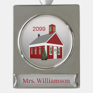Elegant Teacher Principal Banner Personalised  Silver Plated Banner Ornament