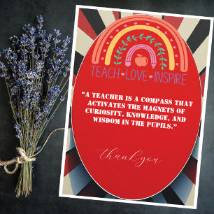 elegant teacher's appreciation quote with thanks thank you card