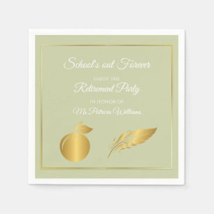 Elegant Teachers Golden Pastel Retirement Party  Napkin