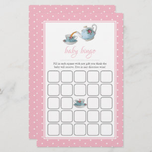 Elegant Teacups Baby Shower Tea Party Bingo