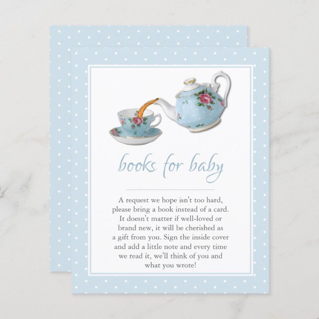 Elegant Teacups Baby Shower Tea Party Book Request (Front/Back)