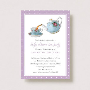 Elegant Teacups Baby Shower Tea Party Invitation