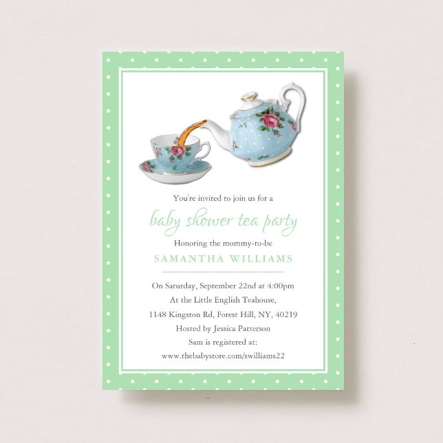 Elegant Teacups Baby Shower Tea Party Invitation (Creator Uploaded)