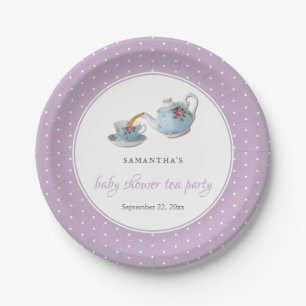 Elegant Teacups Baby Shower Tea Party Paper Plate