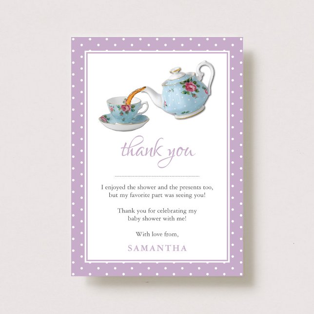 Elegant Teacups Baby Shower Tea Party Thank You Card (Creator Uploaded)