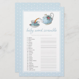 Elegant Teacups Baby Shower Tea Party Word Screabl