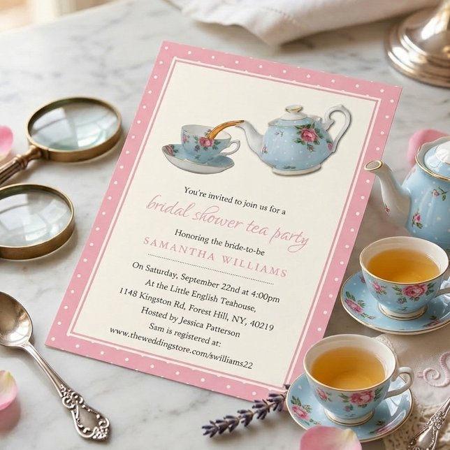 Elegant Teacups Bridal Shower Tea Party Invitation (Creator Uploaded)
