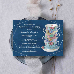 Elegant Teacups Bridal Shower Tea Party Invitation