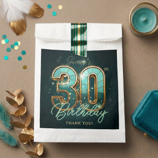 Elegant Teal and Gold 30th Birthday Modern Luxury  Favour Bag