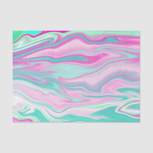 Elegant Teal and Pink Marble Pattern Tissue Paper (Front)