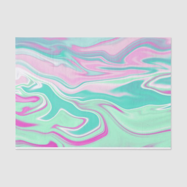 Elegant Teal and Pink Marble Pattern Tissue Paper (Front)