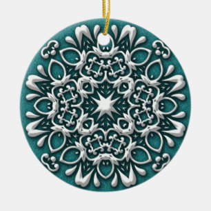 Elegant Teal and Silver Christmas Ornament