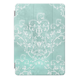 Elegant Teal and White Damask iPad Pro Cover