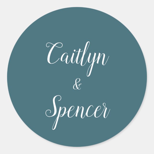 Elegant Teal and White Wedding Envelope Seals (Front)