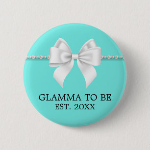 Elegant Teal Aqua Tiffany Grand Glamma Baby Shower 6 Cm Round Badge