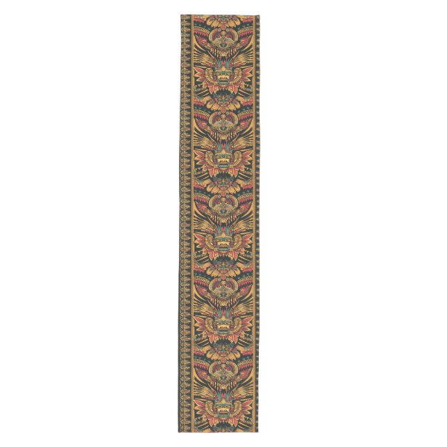 Elegant Teal "Aztec Dream" Dining Table Runner (Front)