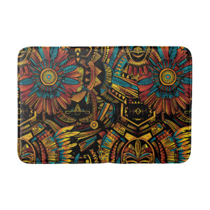 Elegant Teal "Aztec Dream" Plush Bath Mat