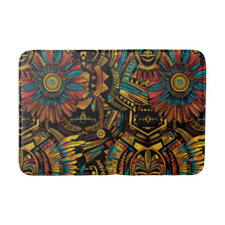 Elegant Teal "Aztec Dream" Plush Bath Mat