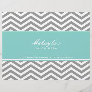 Elegant Teal Blue and Grey Chevron Spa and Salon Flyer