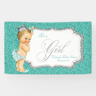 Elegant Teal Blue Baby Shower Banner
