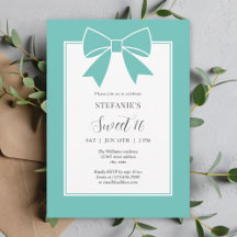 Elegant Teal Blue Bow Sweet 16 Girl Birthday Party