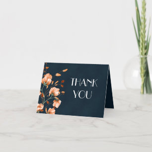 Elegant Teal Blue Burnt Orange Floral Thank You Card